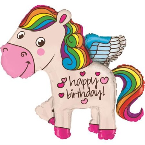 Foil balloon, pony «HAPPY BIRTHDAY!»