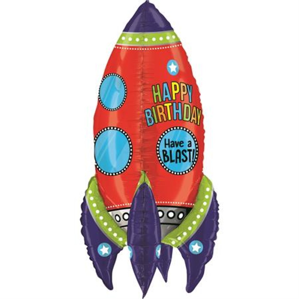 Foil balloon rocket "HAPPY BIRTHDAY! HAVE A BLUST!"