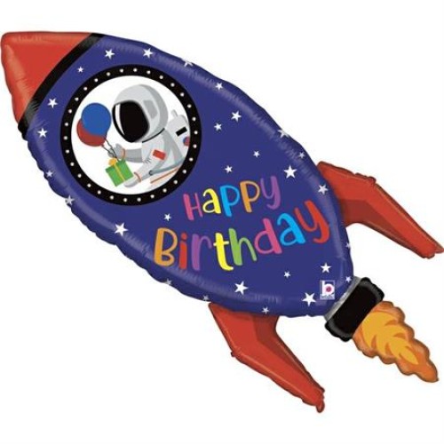 Foil balloon rocket, «HAPPY BIRTHDAY»
