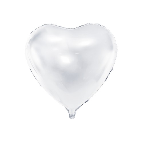 Heart, white metallic, 61cm