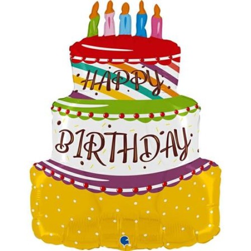 Foil balloon cake «HAPPY BIRTHDAY», three-layer