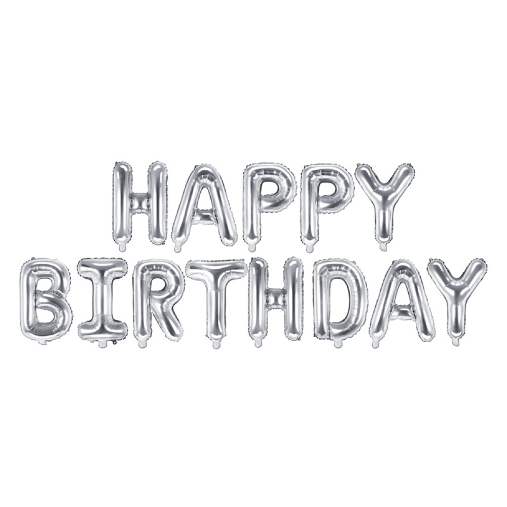 Фольгированный шар-надпись «happy birthday» серебро