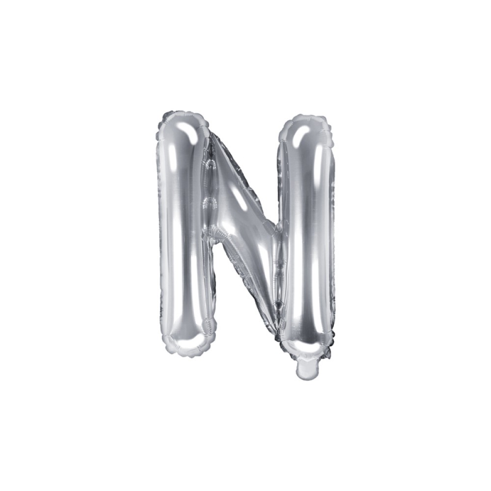 Foil balloon letter «N», silver