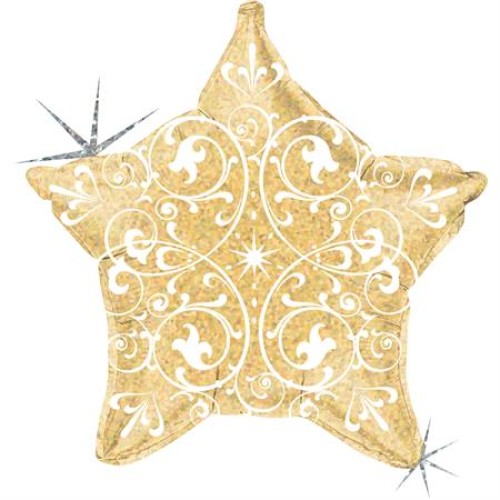 Foil balloon "STAR", gold, holographic