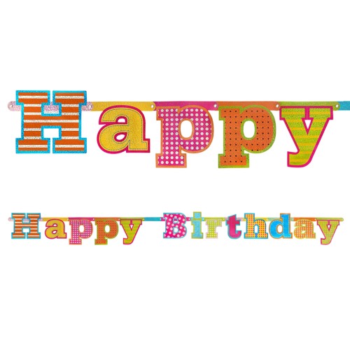 Banner "HAPPY BIRTHDAY" colorful, holographic