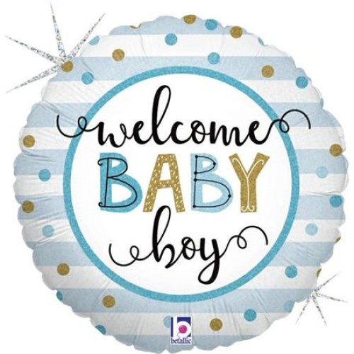 Foil balloon "WELCOME BABY BOY", round
