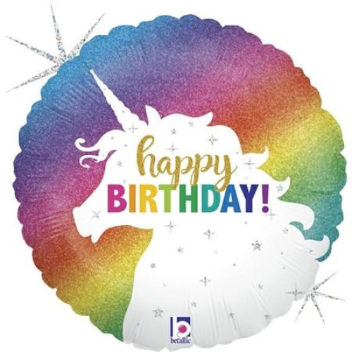 Unicorn «Happy birthday» round