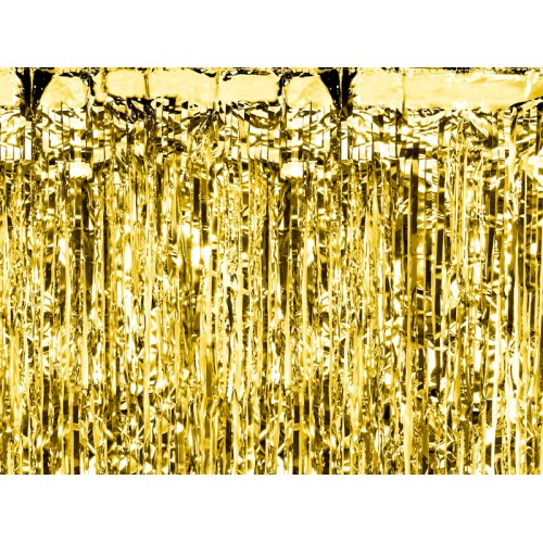 Party curtains, golden metallic