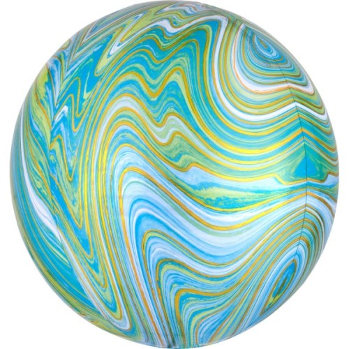 Fooliumist õhupall «Pall» marmor - roheline, valge, kuld