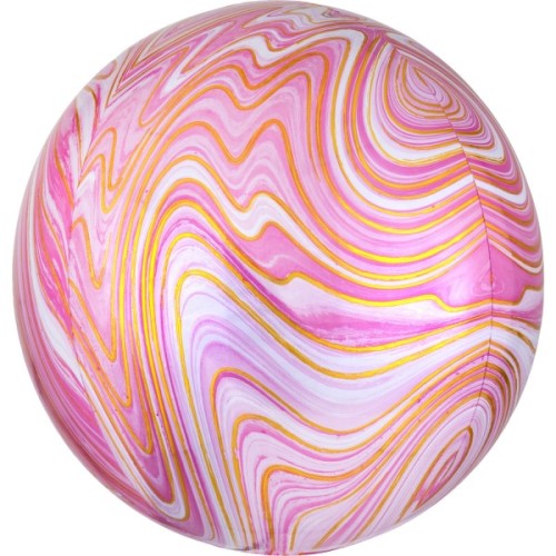 Фольгированный шар «Шар» мрамор - розовый, белый, золото