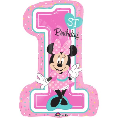 Foil balloon "MINNIE MOUSE" number 1 pink
