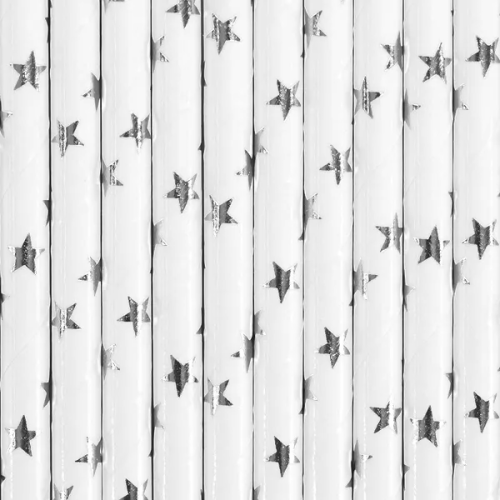 Paper straws "STARS", silver