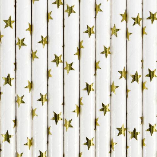 Paper straws "STARS", golden