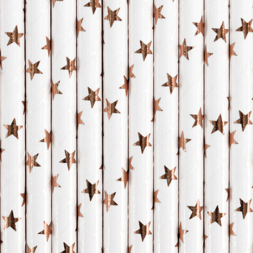 Paper straws "STARS", rose golden