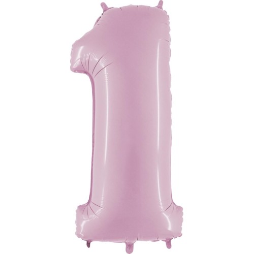 Foil balloon "NUMBER 1" pastel pink