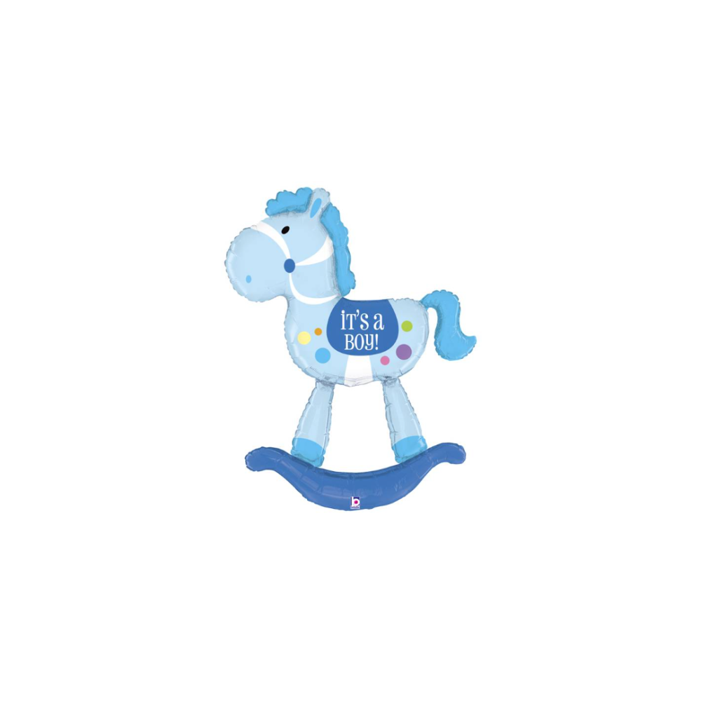 Foil balloon, rocking horse «IT´S A BOY», blue